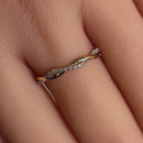 Solid 14K Yellow Gold Twist CZ Ring
