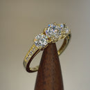Solid 14K Yellow Gold Classic 6mm Triple Round Cut CZ Engagement Ring