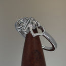 Sterling Silver Cross with 2 Hearts Ring