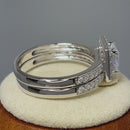 Sterling Silver Square Clear CZ Double Ring