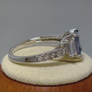 Sterling Silver Rectangular Rainbow Topaz CZ Ring