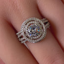 Sterling Silver Double Halo Round CZ Set Ring
