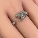 Sterling Silver Rabbit Black CZ Ring