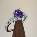 Sterling Silver Double Butterfly Amethyst Center Stone CZ Ring