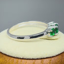 Solid 14K White Gold Triple Round Green CZ Ring