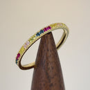 Solid 14K Yellow Gold Colorful CZ Ring