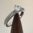 Sterling Silver Petite Pave Round Cut Clear CZ Engagement Ring