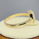 Solid 14K Yellow Gold Princess Cut Halo CZ Engagement Ring