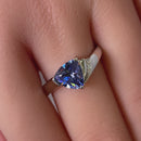 Sterling Silver Elegant Trillion Cut Tanzanite CZ Ring