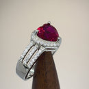 Sterling Silver Ruby Heart CZ Ring