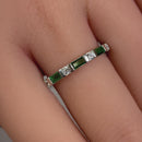 Sterling Silver Emerald and White CZ Eternity Ring