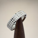 Sterling Silver Diamond Cut Pyramid Pattern Wedding Band Ring
