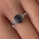 Sterling Silver Oval Rainbow Topaz Ring