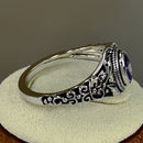 Sterling Silver Austere Oval Purple CZ Ring