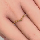 Solid 14K Yellow Gold Beaded Chevron Ring