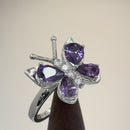 Sterling Silver Purple CZ Butterfly Ring