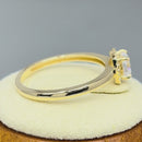 Solid 14K Yellow Gold Simple Halo Cushion Cut CZ Engagement Ring