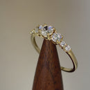 Solid 14K Yellow Gold Triple Round Clear CZ Engagement Ring