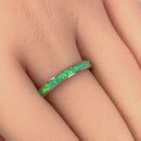 Sterling Silver Seamless Green Lab Opal Ring