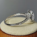 Solid 14K White Gold Cushion Cut Halo CZ Engagement Ring