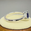 Sterling Silver Precious Emerald Cut Blue Spinel CZ Ring