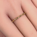 Solid 14K Yellow Gold Thin Half Eternity Twisted Stackable Diamond Ring