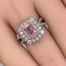 Sterling Silver Royal Pink Halo CZ Ring