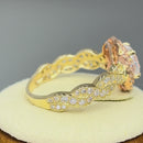 Solid 14K Two Tone Yellow & Rose Gold Engagement Round Clear CZ Ring