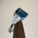 Sterling Silver Bicolor Blue Green Ombre CZ Ring