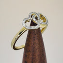 Solid 14K Yellow Gold Double Heart 0.15 ct. Diamond Ring