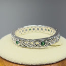 Sterling Silver Braided Eternity Green CZ Ring