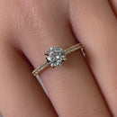 Solid 14K Yellow Gold Solitaire Round Clear CZ Engagement Ring