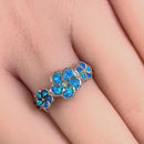 Sterling Silver Lab Opal Plumeria Ring
