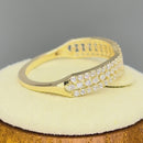 Solid 14K Yellow Gold Layered Chevron CZ Ring