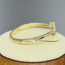 Solid 14K Yellow Gold Modern Spiral Round CZ Engagement Ring
