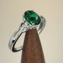 Sterling Silver Charmed Oval Green CZ Ring