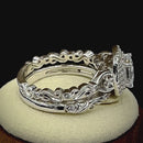 Sterling Silver Clear CZ Vintage Engagement Ring Set