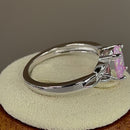 Sterling Silver Center Stone Charmed Pink Lab Opal Ring
