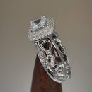 Sterling Silver Clear CZ Vintage Engagement Ring Set