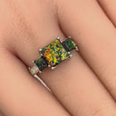 Sterling Silver Square Black Lab Opal CZ Ring