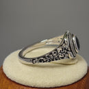 Sterling Silver Austere Oval Cut Black CZ Ring