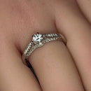 Sterling Silver Dainty Cathedral Round Cut Clear CZ Engagement Ring