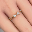 Solid 14K Yellow Gold Bow Tie Triangle Cut CZ Ring