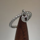 Sterling Silver Locked Heart Dangle Ring
