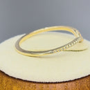 Solid 14K Yellow Gold Beaded Chevron Ring