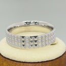 Sterling Silver Diamond Cut Pyramid Pattern Wedding Band Ring