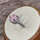 Sterling Silver Celtic Pink Cushion CZ Ring