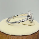 Sterling Silver White Lab Opal Octagon Halo Engagement CZ Ring