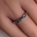 Sterling Silver Braided Aqua Blue CZ Ring