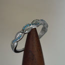 Sterling Silver Braided Aqua Blue CZ Ring